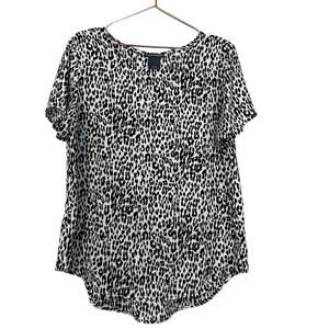 CHELSEA & THEODORE LEOPARD PRINT TOP blouse size XL